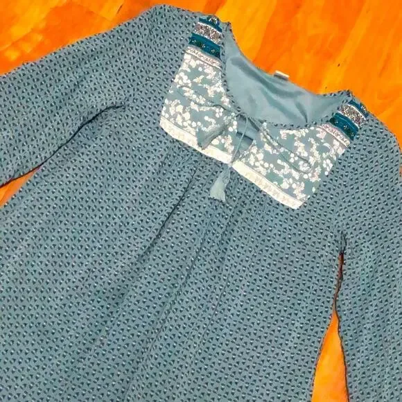Old Navy Blue/Green Boho Paisley Floral Dress Size XS Petite - Picture 3 of 12